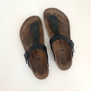 Birkenstock Gizeh Black Birko Flor Thong Flip Flops Slip On Sandals Size 40